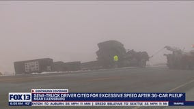 Semi driver cited for excessive speed after 36-car pileup on I-90 in Washington state