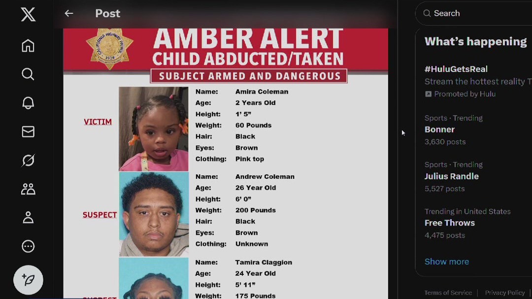 Amber Alert issued for 2-year-old girl abducted in Oakland | KTVU FOX 2