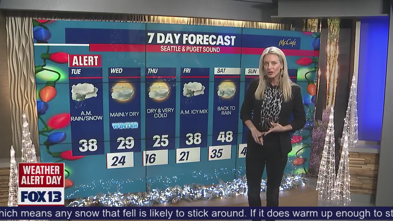 Seattle snow: Tuesday afternoon weather forecast for Western Washington