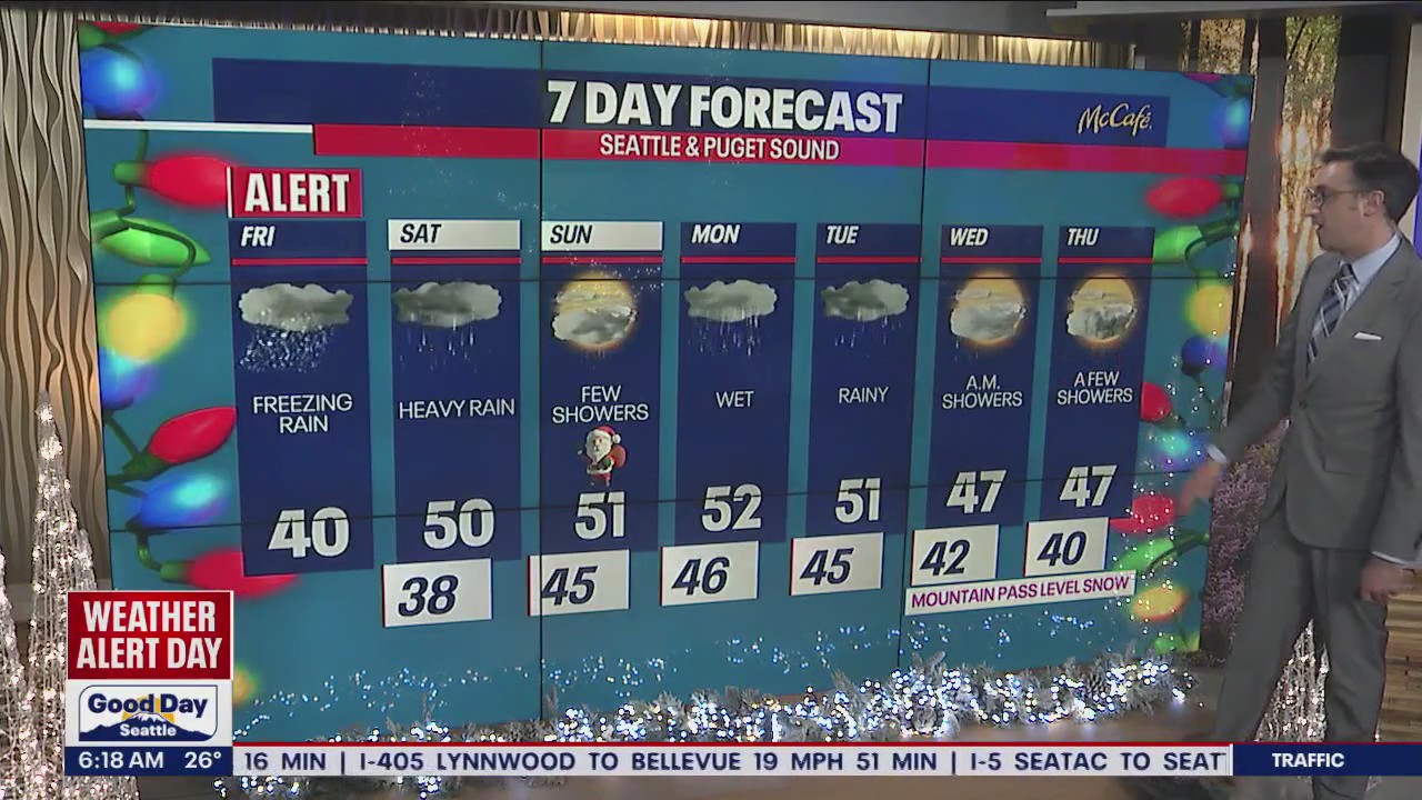 Freezing rain falls across Puget Sound