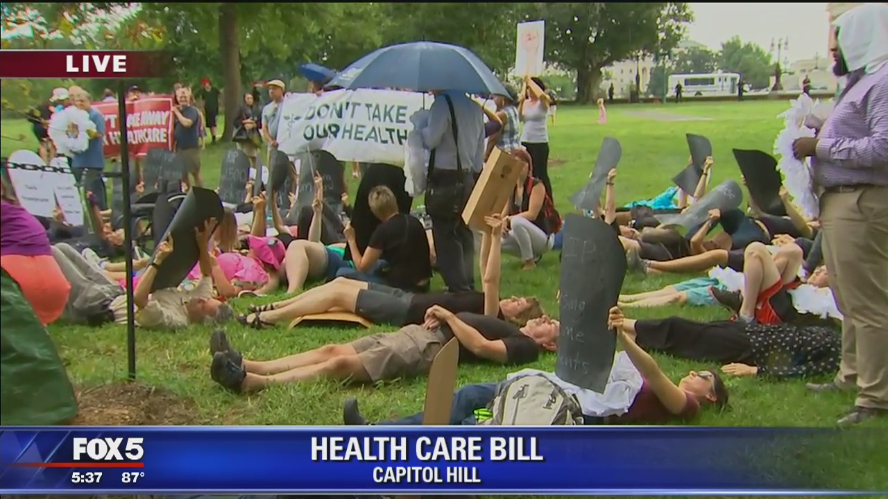Demonstrators hold 'die-in' to protest repeal of Obamacare