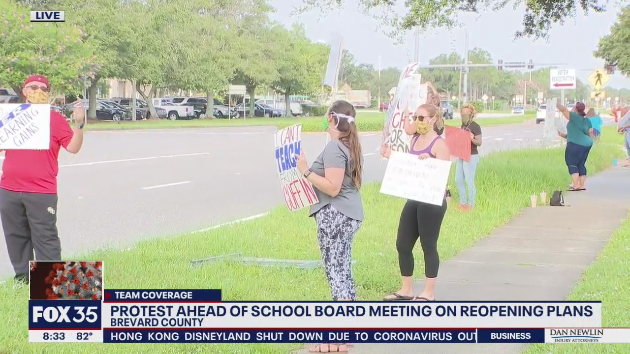 Demonstrators protest reopening schools in Brevard County | FOX 35 Orlando