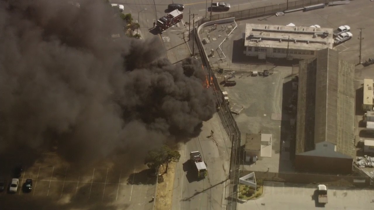 RV on fire in Oakland