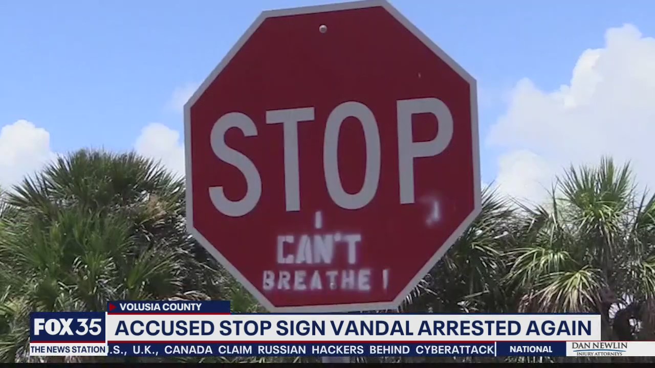 Accused stop sign vandal arrested again