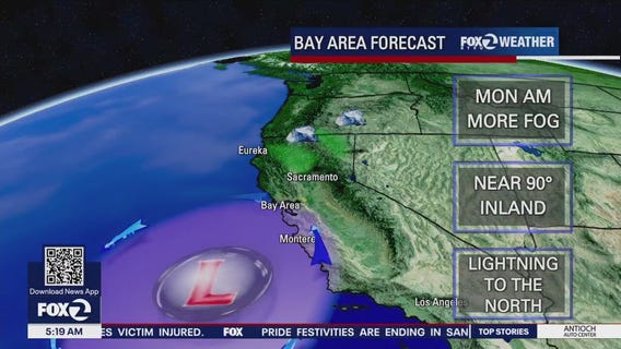 90 inland, lightning up north