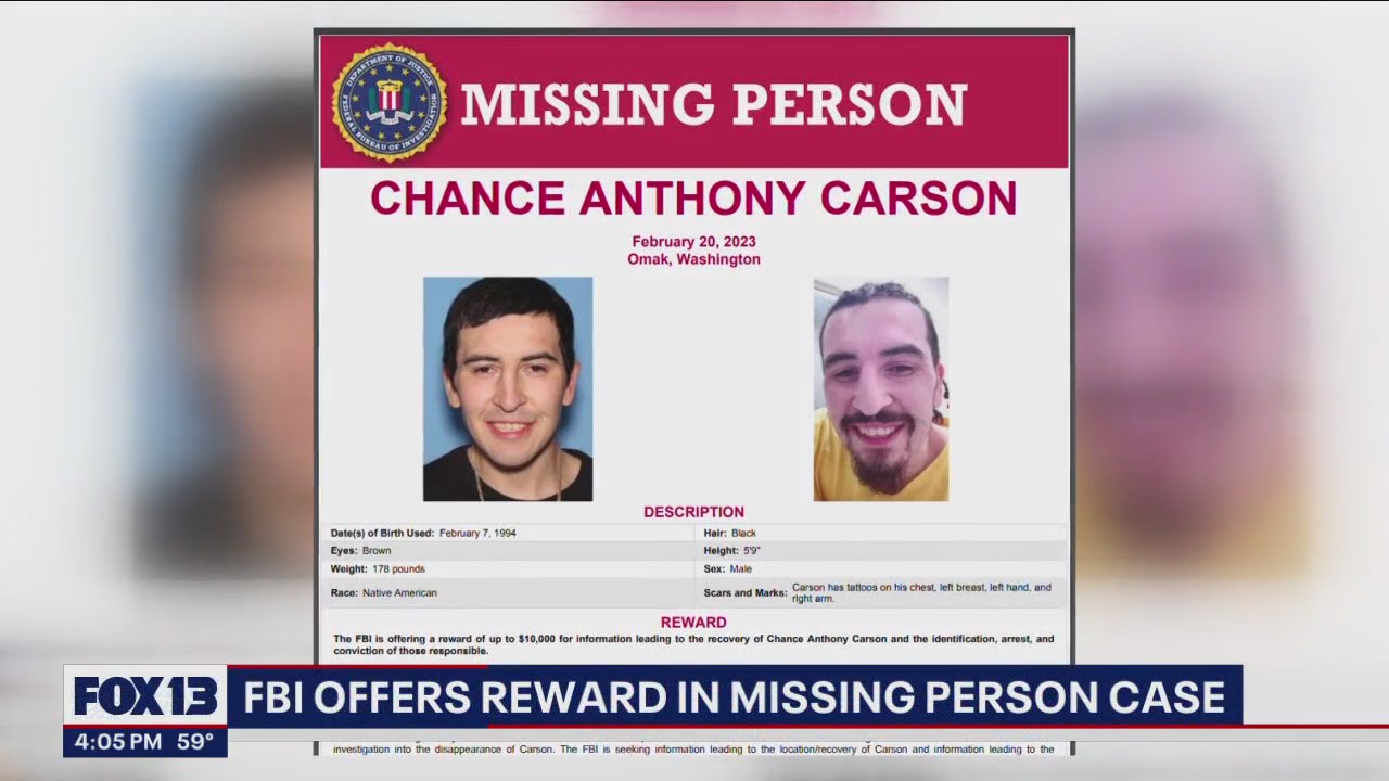 FBI offers $10k reward in case of missing Washington man; foul play suspected