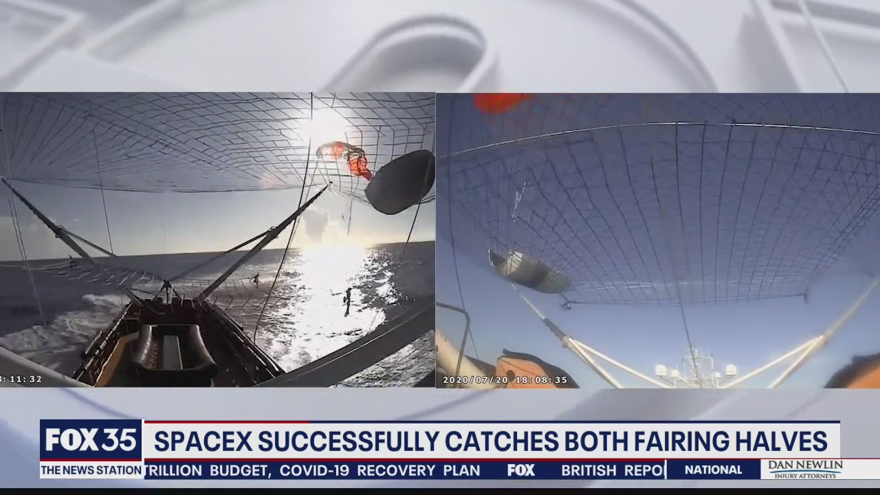 SpaceX successfully catches both fairing halves