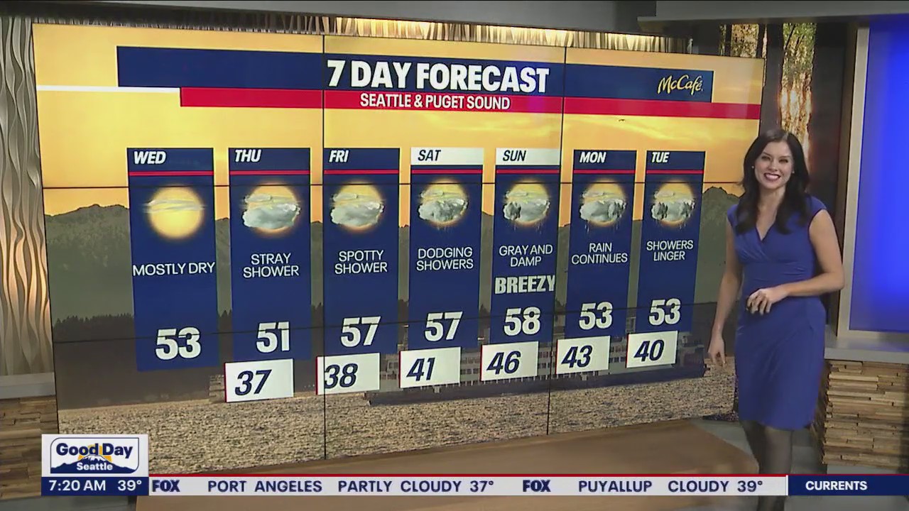 Mostly dry with spotty showers later in the week | FOX 13 Seattle