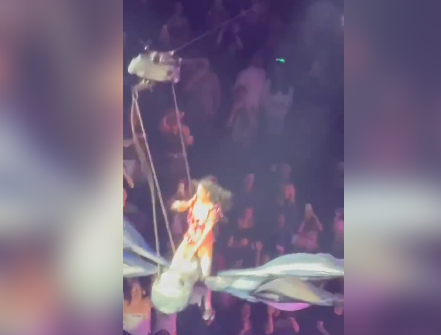 VIDEO: Katy Perry nearly tumbles into audience due to prop malfunction at Chase Center