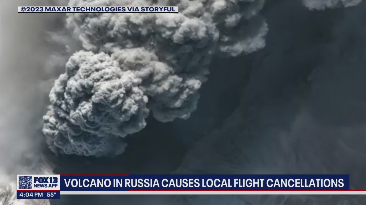 Ash from Russian volcano reported in areas of Washington, Idaho forcing cancelation of some flights