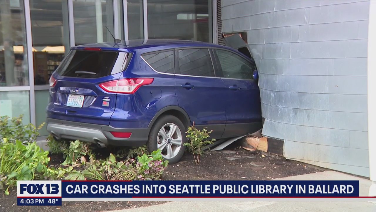 Vehicle crashes into Seattle Public Library in Ballard neighborhood