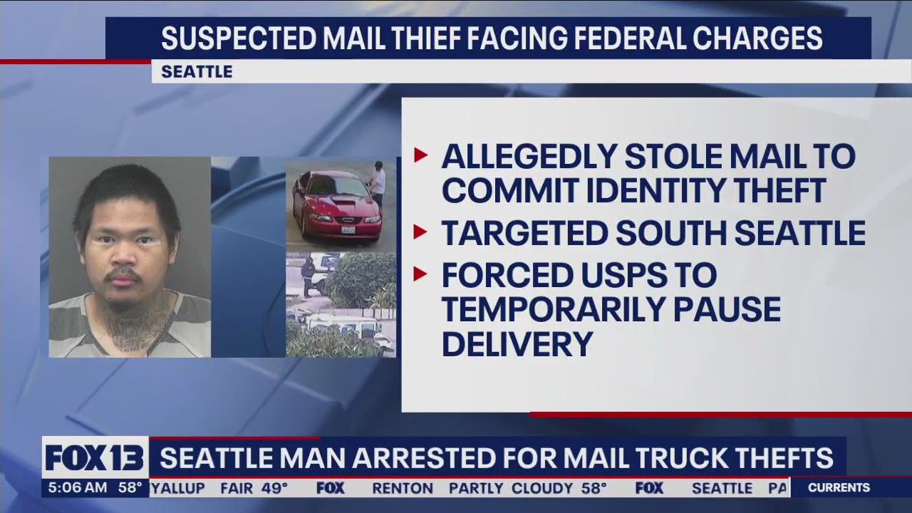 Man accused of stealing mail trucks arrested | FOX 13 Seattle