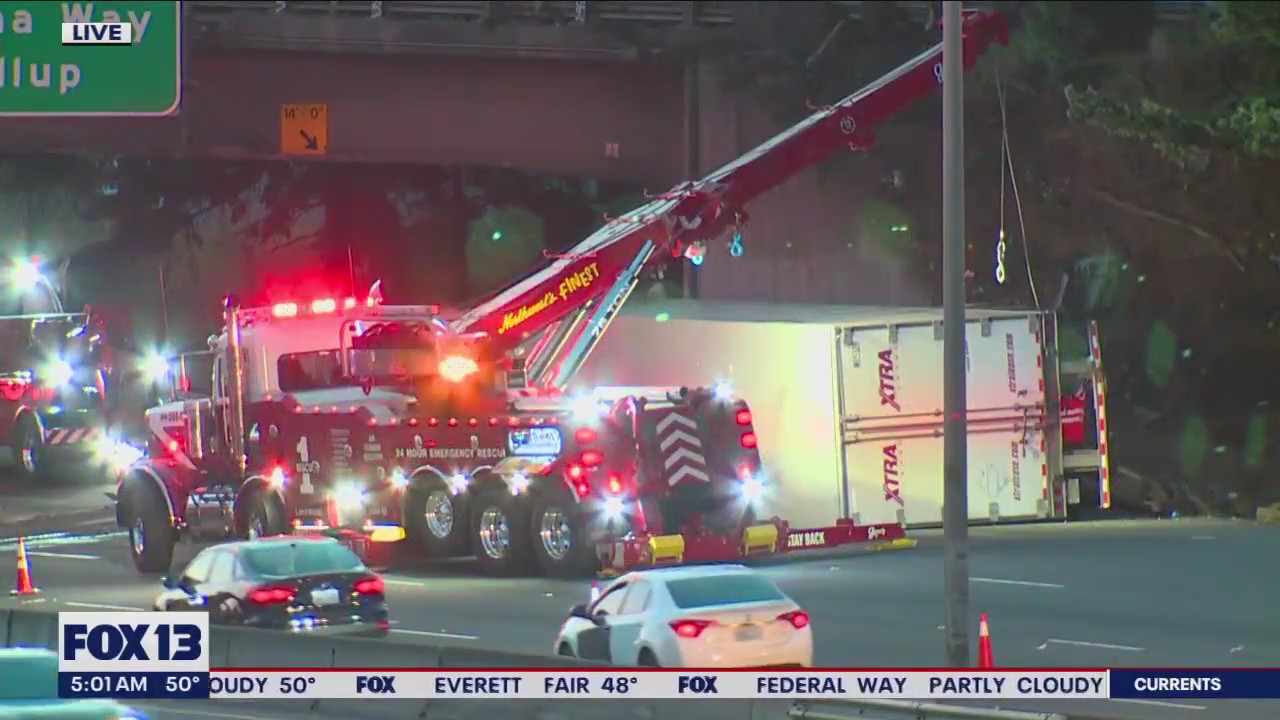 Semi crash on I-5 at SR 152 | FOX 13 Seattle