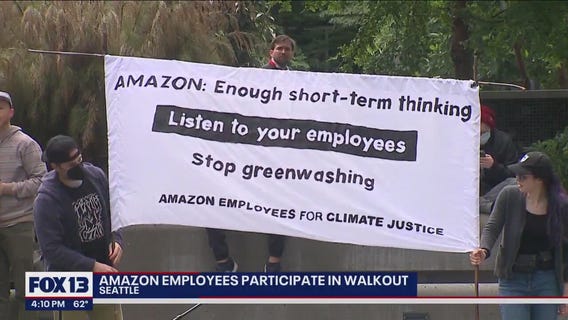 Hundreds of Amazon workers protest company's climate impact, return-to-office mandate