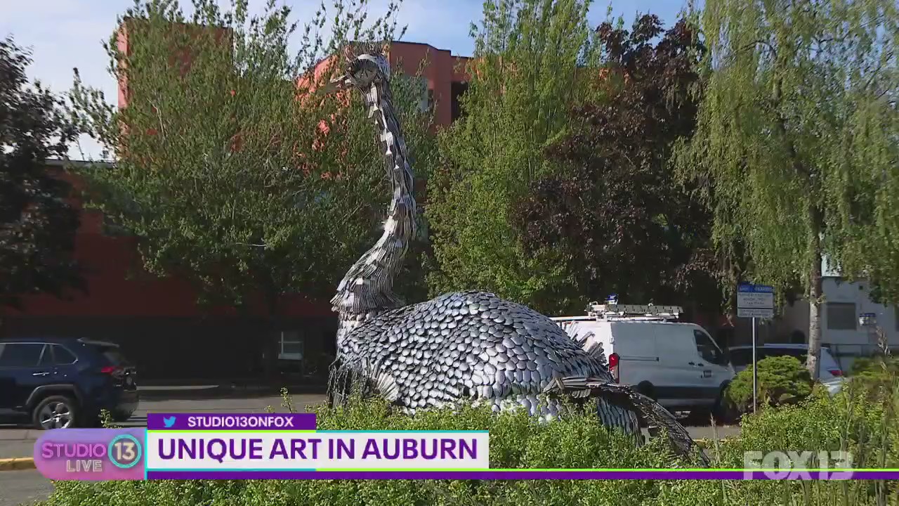 Checking out unique art in Auburn