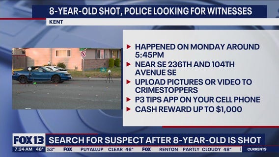 8- year-old shot in Kent, police looking for suspect