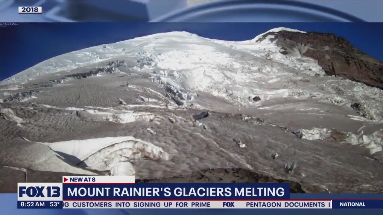 Mount Rainier's glaciers melting