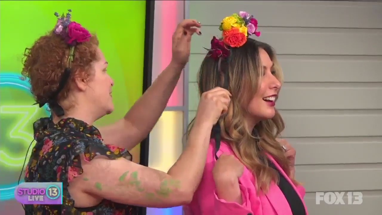 Making rainbow floral crowns with Terra Bella Flowers