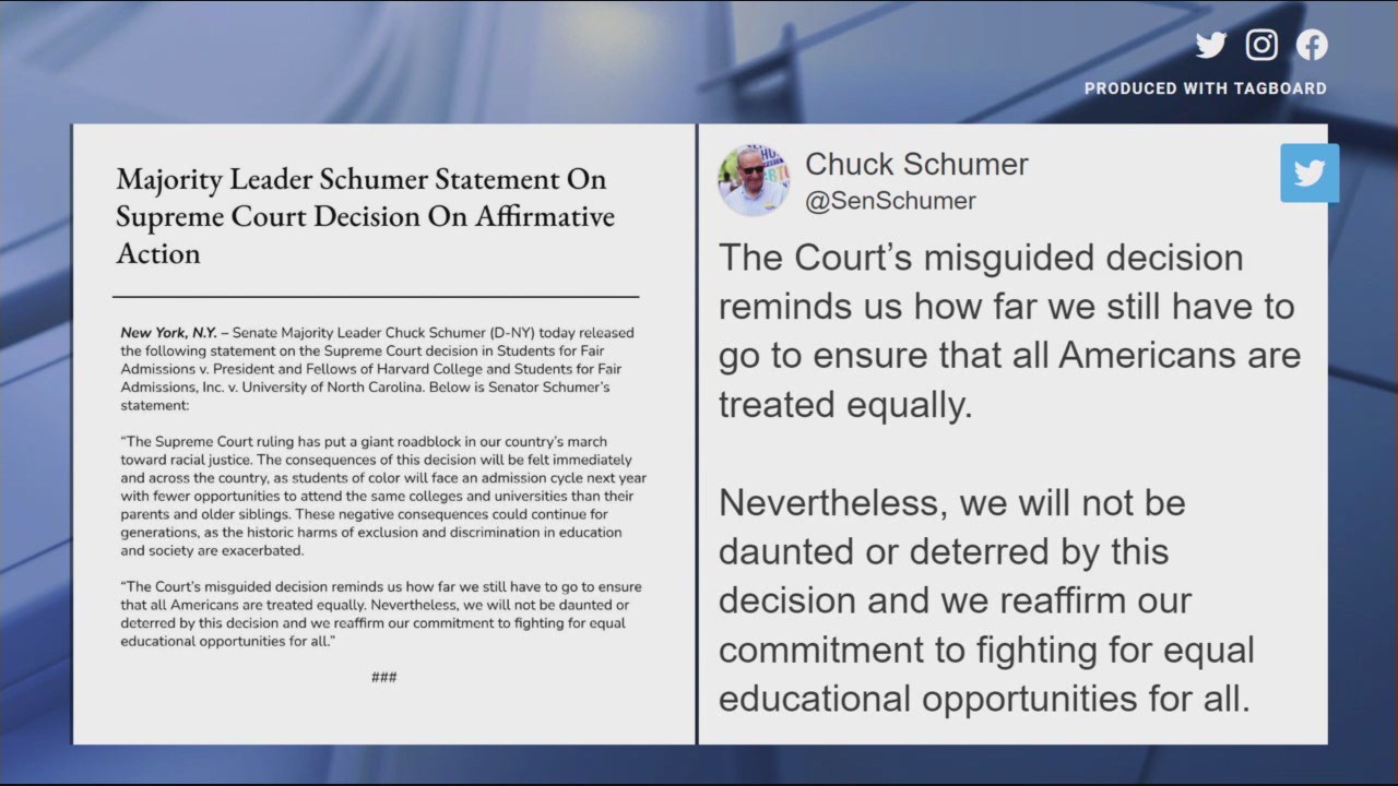 Reactions after SCOTUS strikes down affirmative action