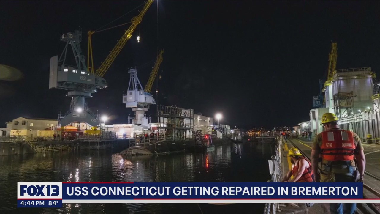 New images of badly damaged Navy nuclear submarine being repaired in Bremerton