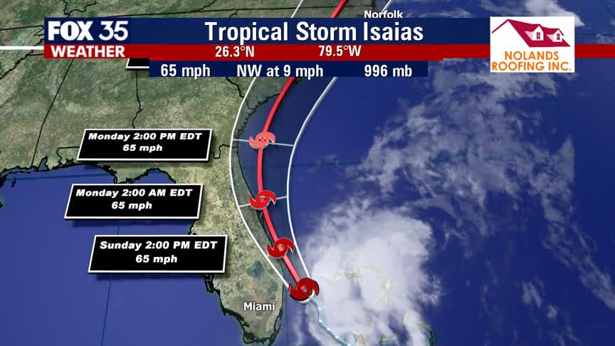 Tropical Storm Isaias inching closer to Central Florida coast