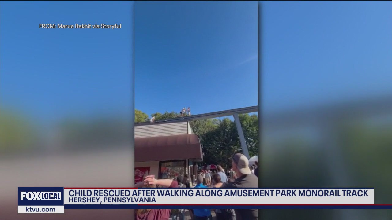Child rescued after walking along Pennsylvania amusement park monorail track