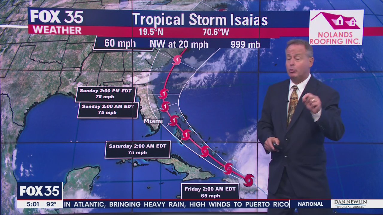 Tropical Storm Isaias expected to strengthen into a hurricane
