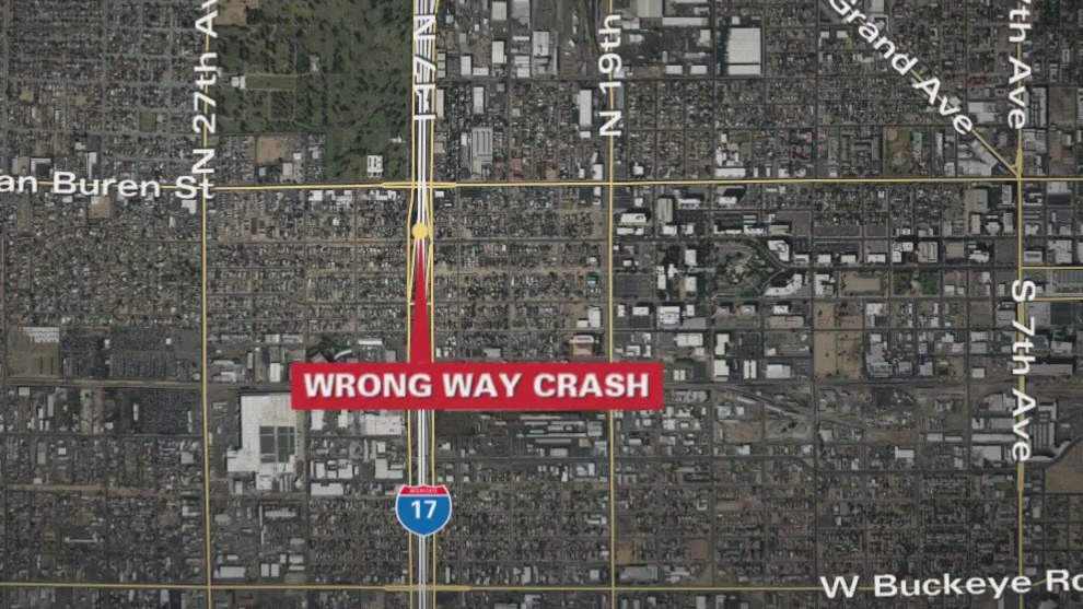 Wrong-way I-17 crash in Phoenix injures two people