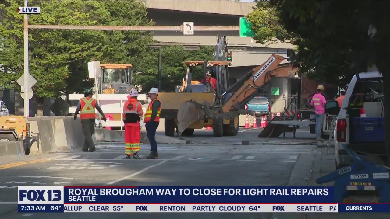 Royal Brougham Way to close for Light Rail repairs