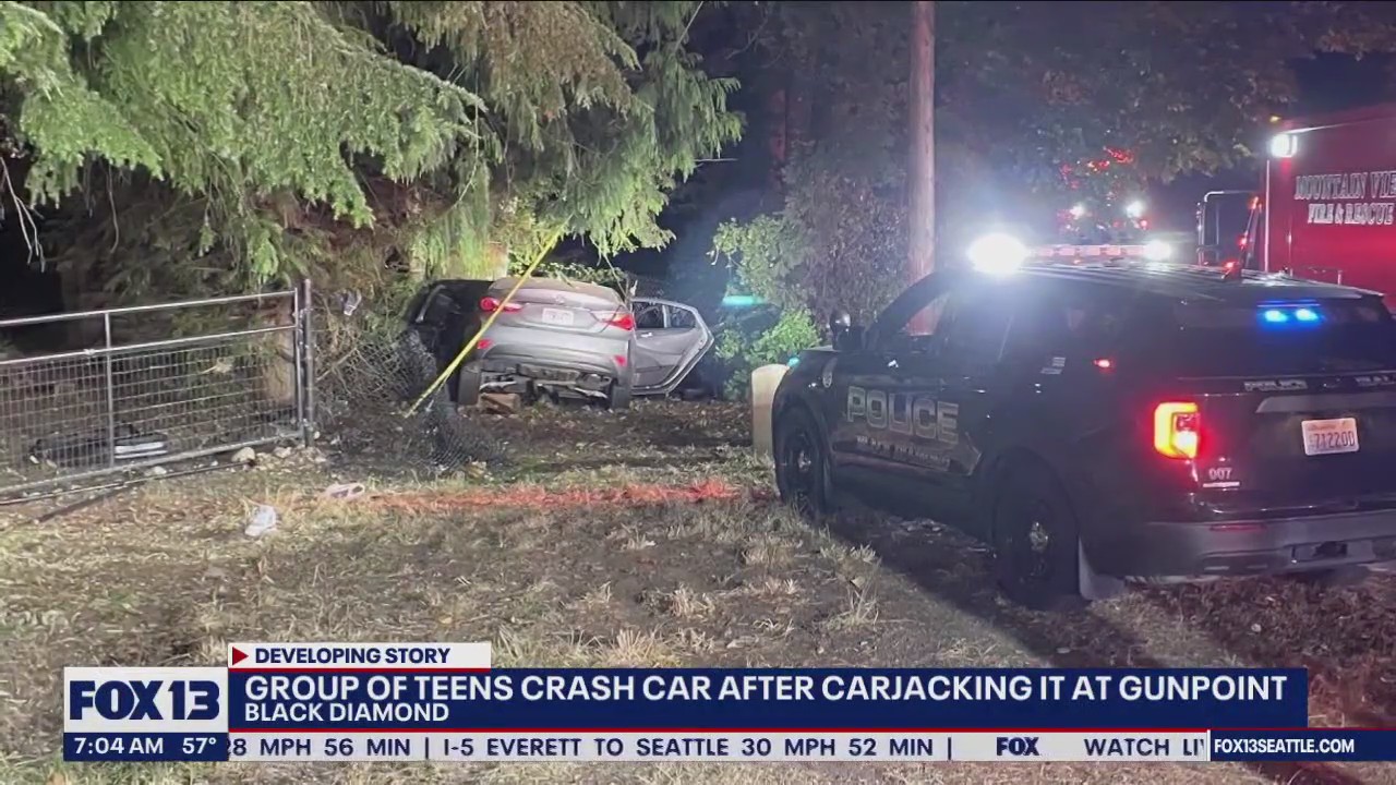 Teens crash car after armed carjacking | FOX 13 Seattle