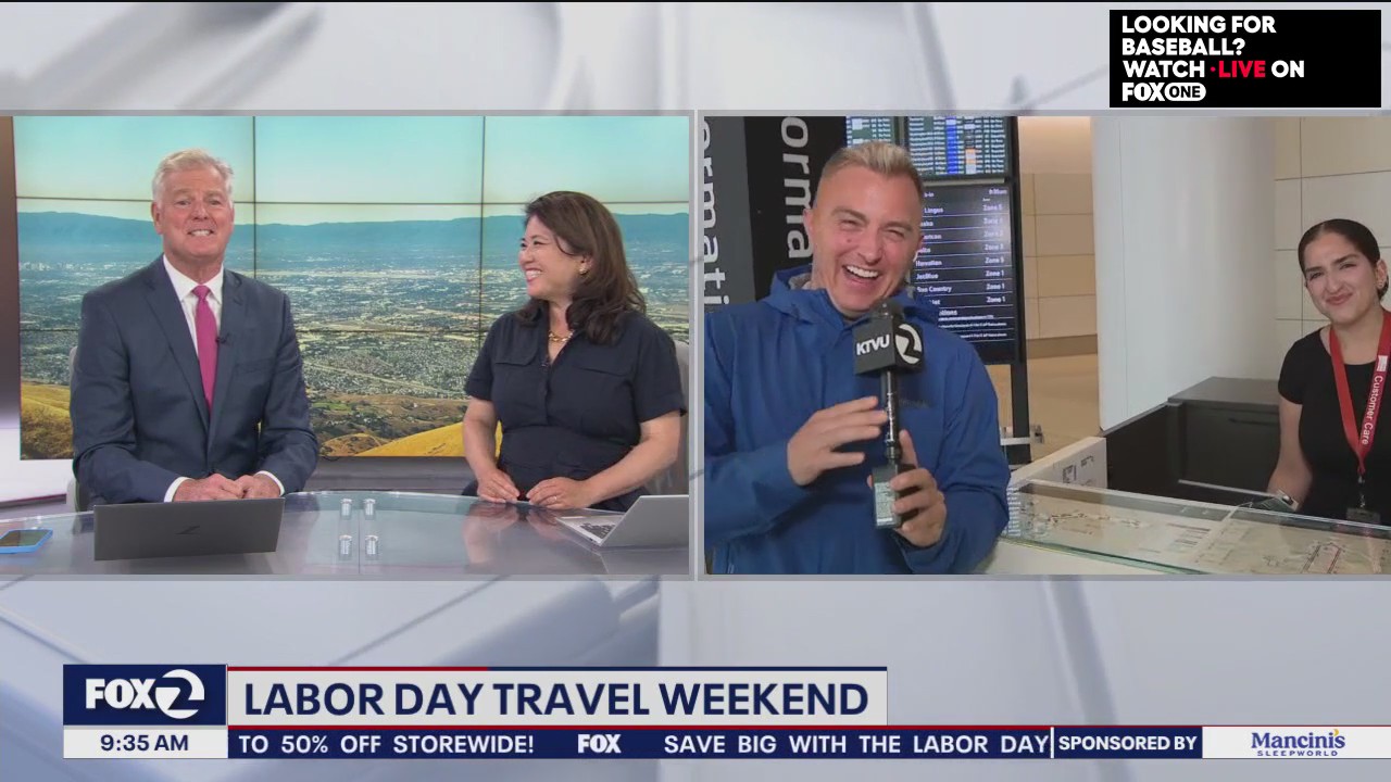Travelers and volunteers in high spirits at SFO for Labor Day weekend