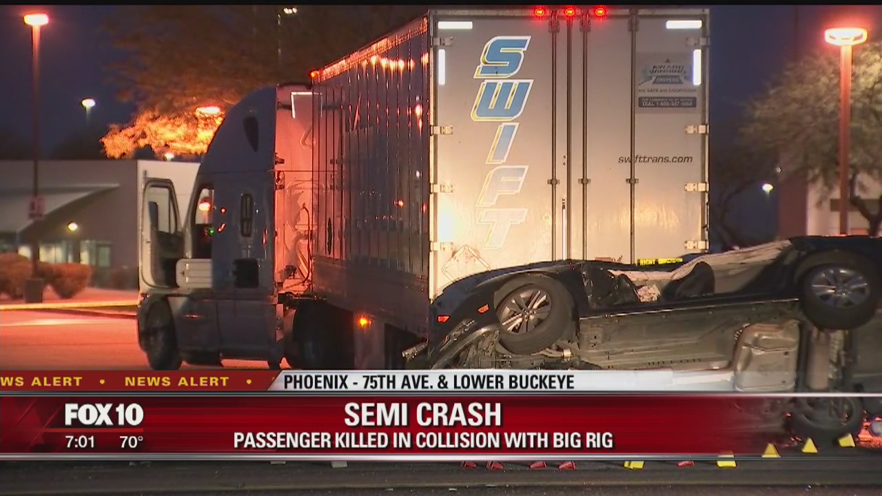 Passenger killed in collision with semi