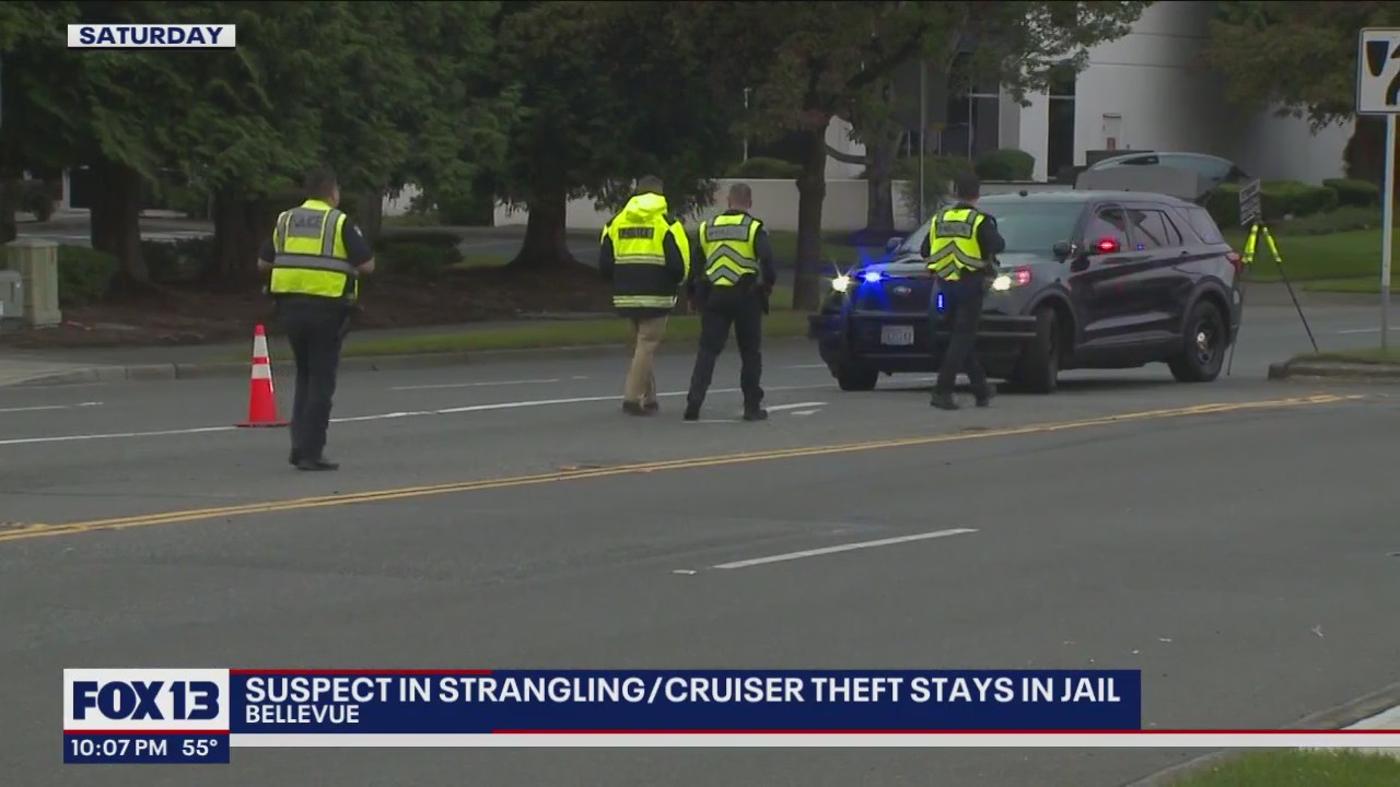 Suspect accused of strangling officer remains in jail