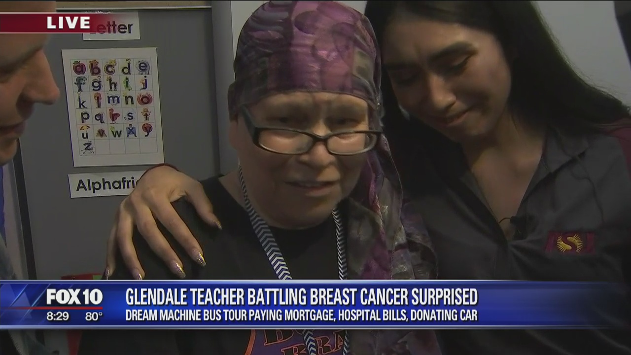 Glendale teacher battling cancer gets new car and hospital, mortgage bills paid