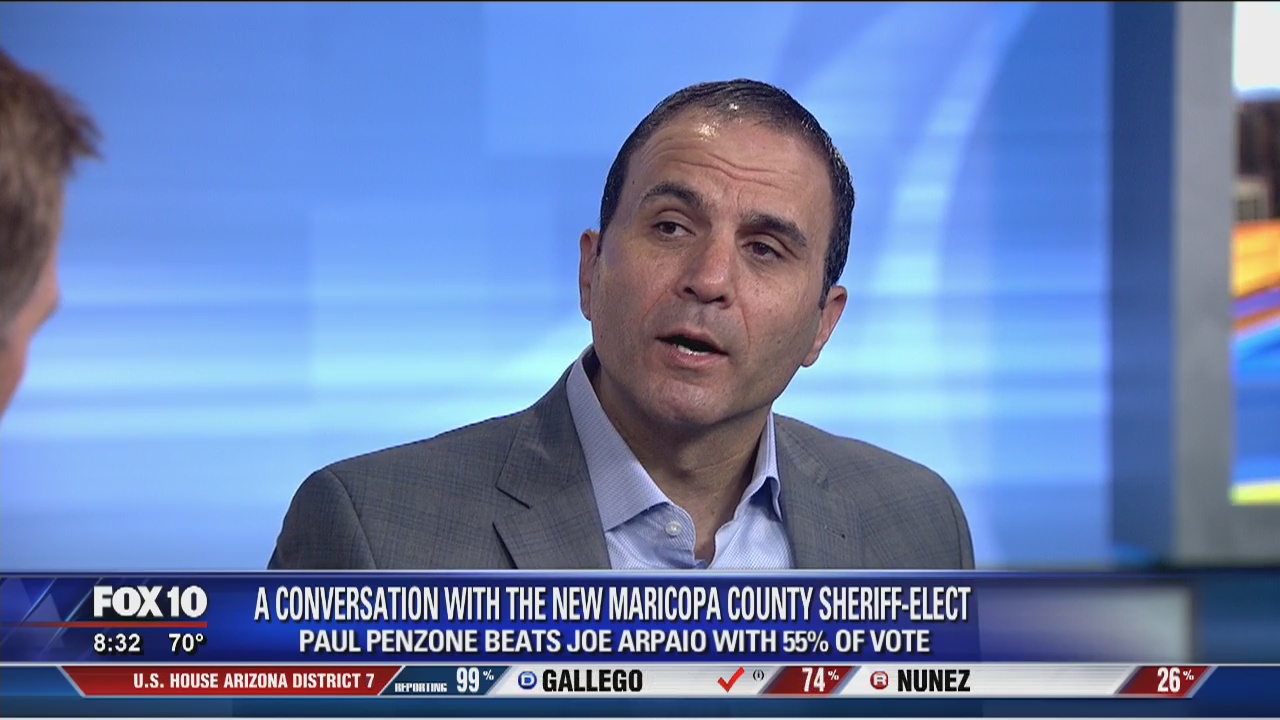 Maricopa County Sheriff-elect Paul Penzone speaks on his victory on Election Day