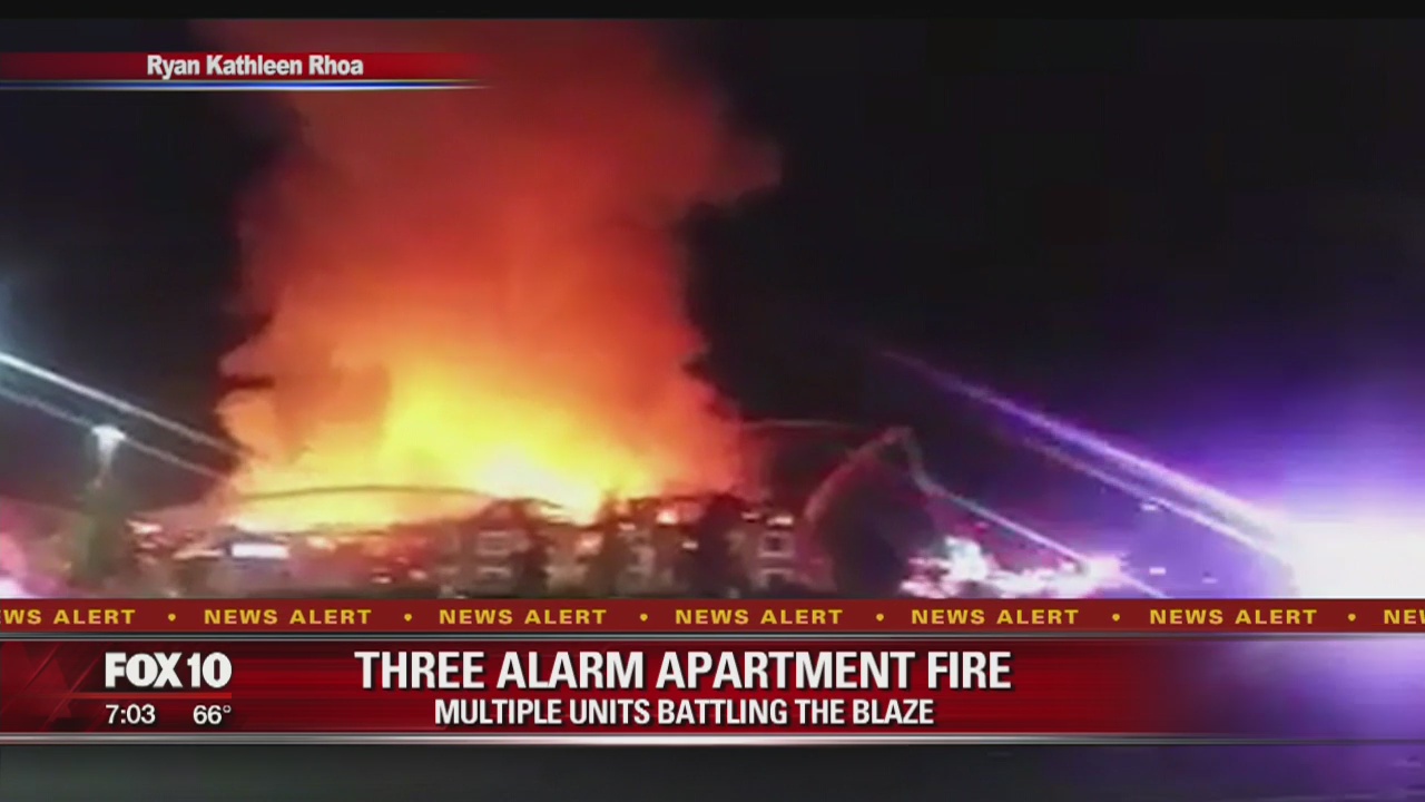 Three-alarm apartment fire