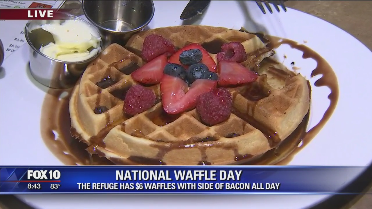 Making waffles on National Waffle Day