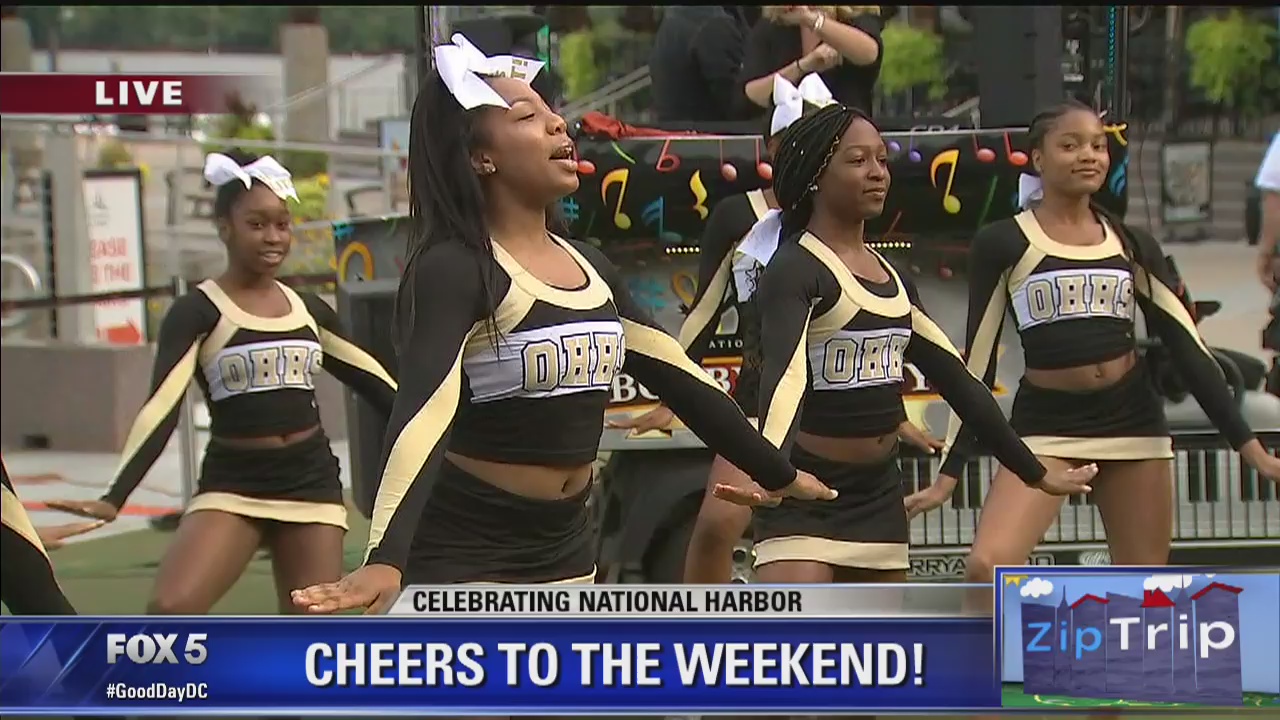 Zip Trip National Harbor: Oxon Hill High School marching band and cheerleaders
