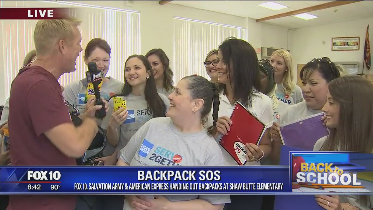 Salvation Army, American Express hand out backpacks