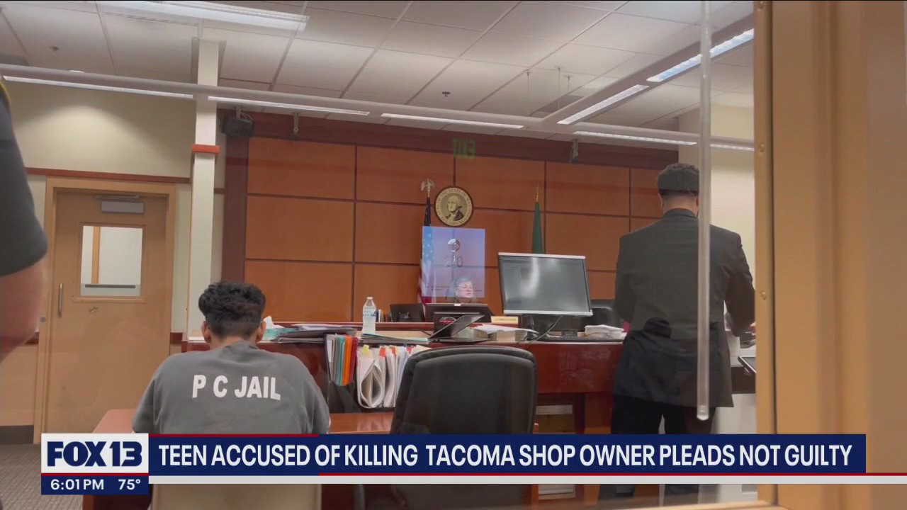 Teen accused of killing shop owner pleads not guilty
