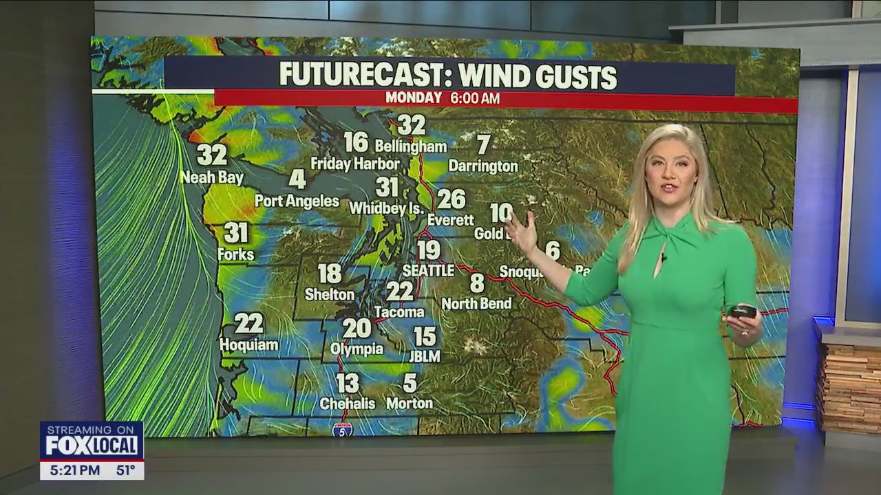 Seattle weather: Clouds and scattered showers Monday