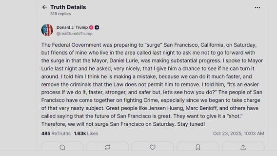 Trump says he's giving San Francisco a chance to 'turn it around'