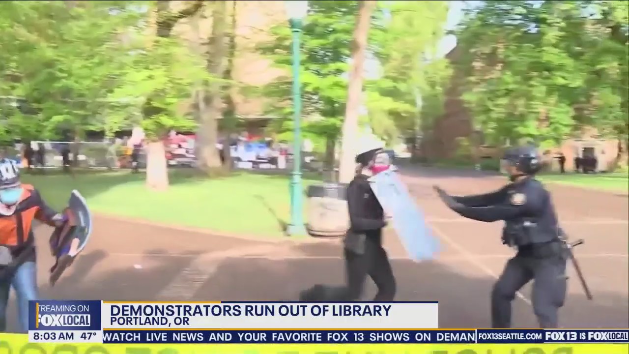 Demonstrators clash with police in Oregon