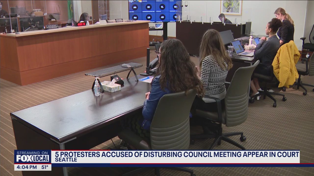 Five protesters accused of disturbing Seattle City Council meeting appear in court