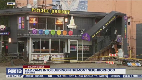 Car rams into building in Seattle's Fremont neighborhood