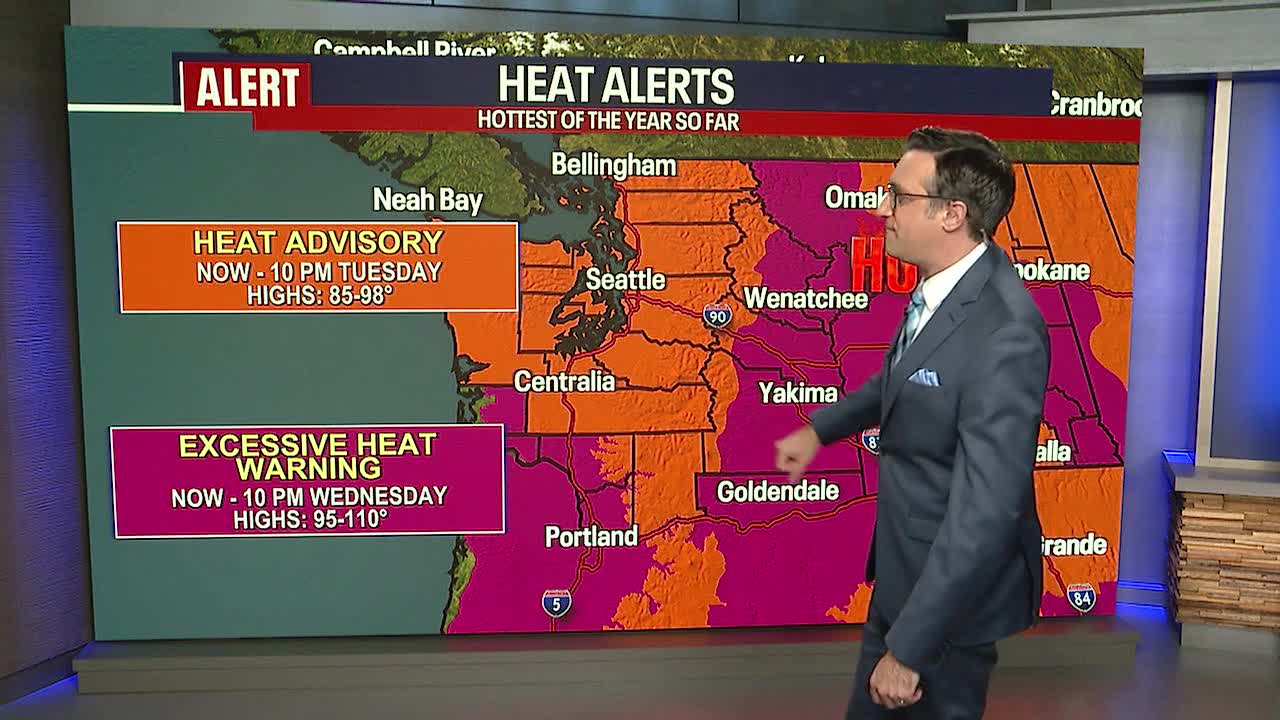 Weather Alert Day: Highs on Monday will be in the mid to upper 90s