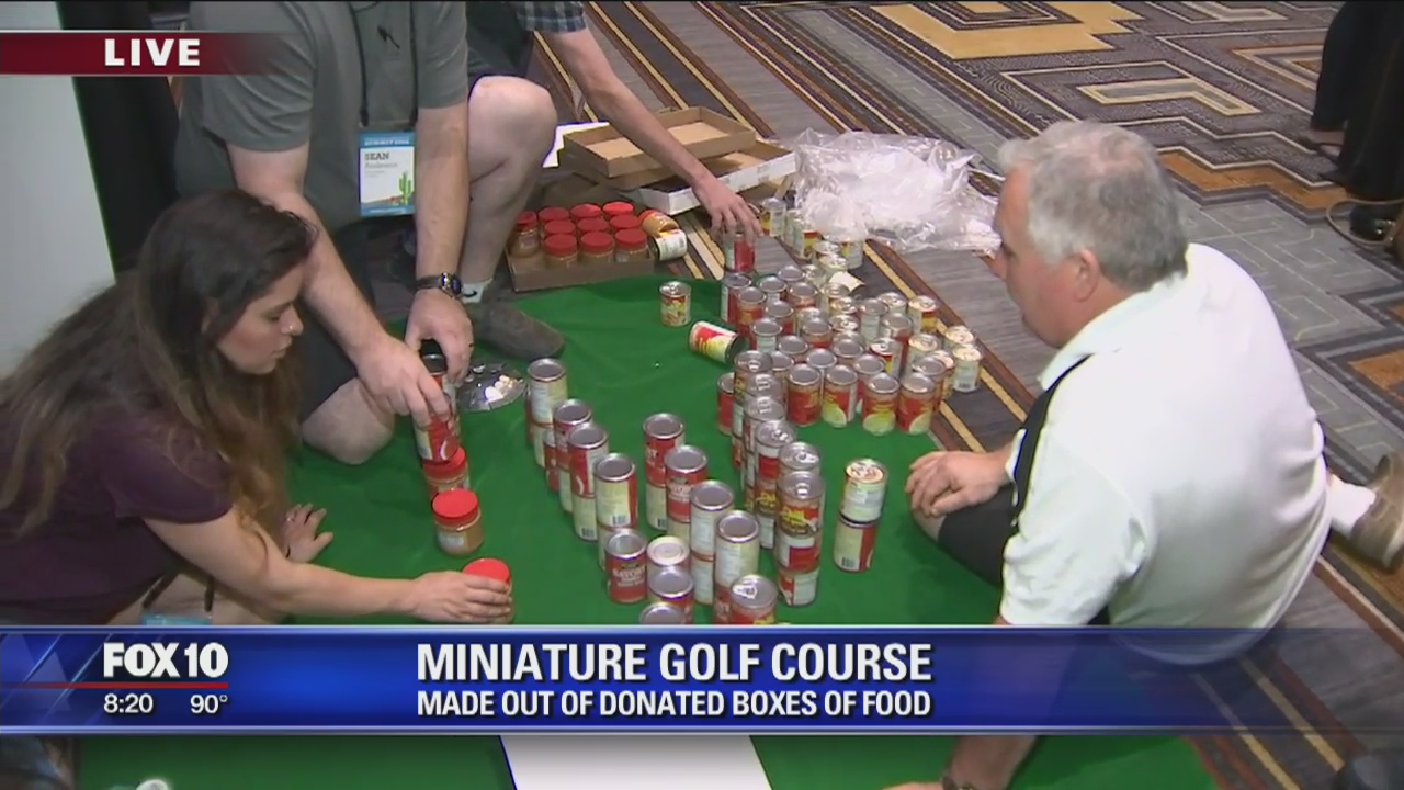 Building miniature golf courses out of donated food items