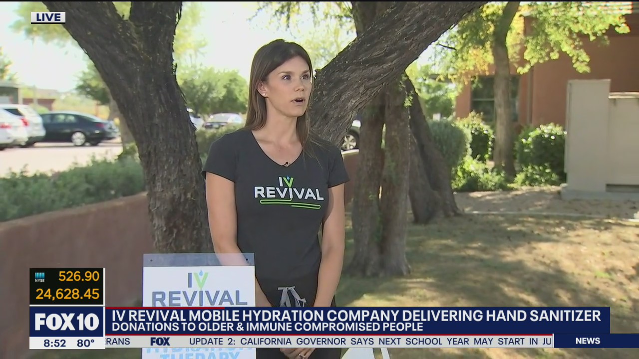 IV Revival mobile hydration company delivering hand sanitizer