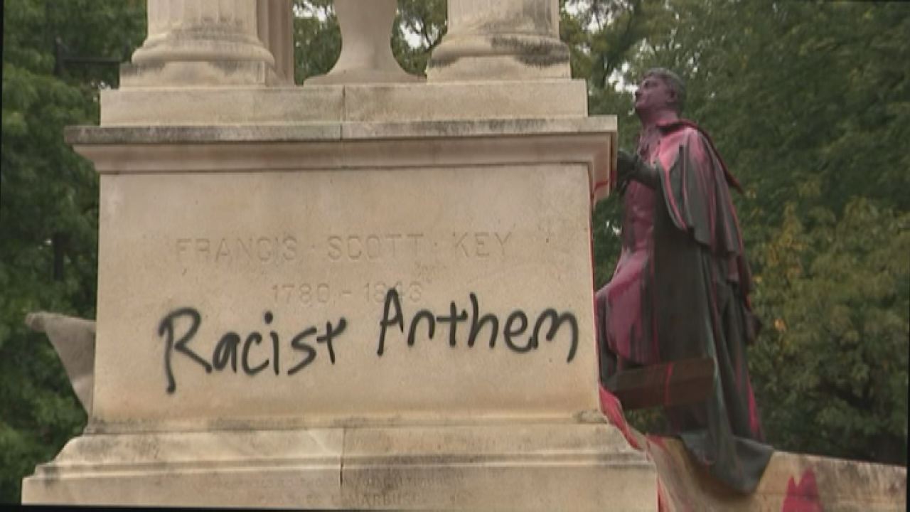 Francis Scott Key monument vandalized in Baltimore