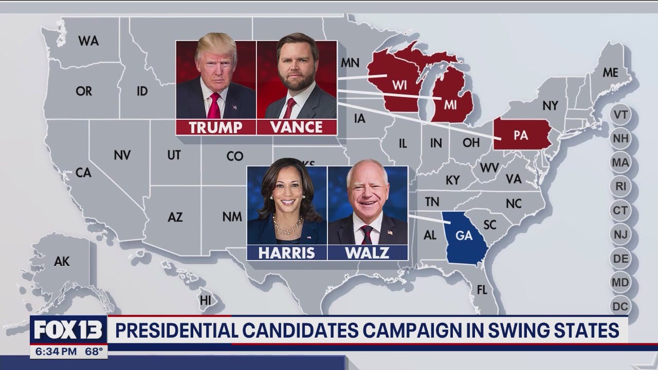 Presidential candidates campaign in swing states